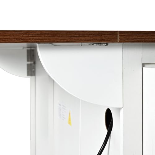 YOPTO Farmhouse Kitchen Island with Power Outlet,Kitchen Storage Island W/Internal Storage Rack,Drop Leaf,Spice Rack,Rolling Kitchen Cart on Wheels for Home,Kitchen and Dining Room,White,54.5" YOPTO