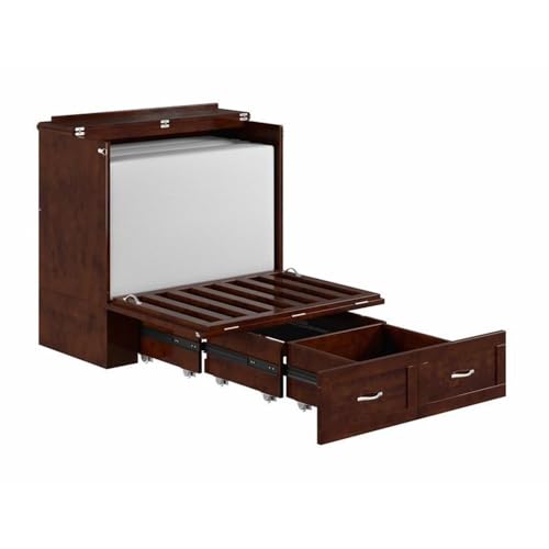 Pemberly Row Set of 2 Twin Extra Long Murphy Bed Chest & Side Table in Walnut Pemberly Row
