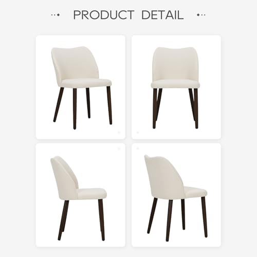 COLAMY Upholstered Dining Chairs Set of 6, Modern Fabric Dining Room Kitchen Side Chair with Padded Seat and Wood Legs for Restaurant/Cafe, Beige COLAMY