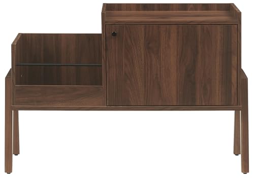 Crosley Furniture Luna Record Player Cabinet Turntable Stand, Storage for up to 175 Vinyl Records, Walnut Crosley Furniture
