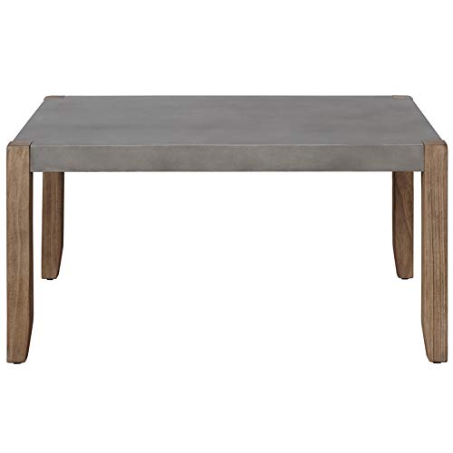 Alaterre Furniture Newport Living Room Collection – 36” x 24” Rustic Industrial Small Coffee Table with Faux Concrete Top Finish and Light Amber Solid Wood Legs (Concrete Gray) Alaterre Furniture