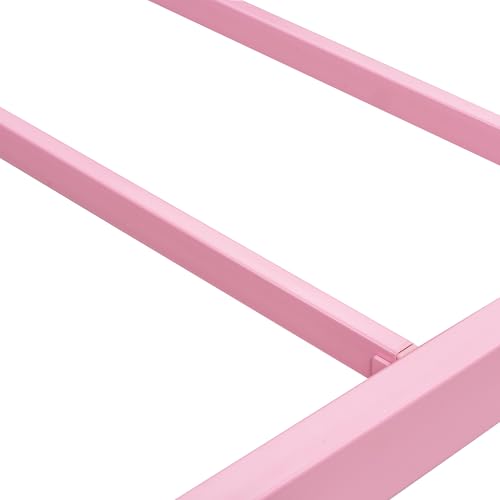 VECELO Twin Size Bed Frame, Metal Bed Platform with Headboard, Sturdy Steel Slats Support, No Box Spring Needed/Noise-Free,Easy Assembly, Pink VECELO