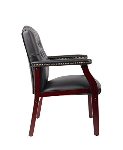 Boss Office Products Ivy League Executive Guest Chair, Vinyl, Black Boss Office Products