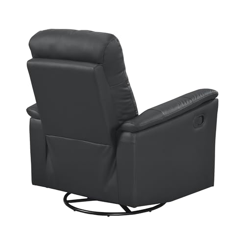 Lexicon Swivel Glider Recliner Chair, Comfy Nursery Glider, Top Grain Leather Match Recliner, Manual Reclining Chair for Living Room/Office/Apartment, Black Lexicon