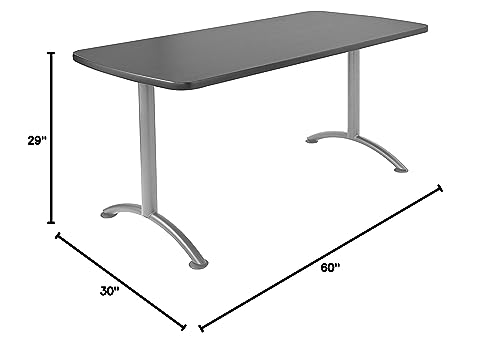 Iceberg ARC 5-Foot Rectangular Conference Table, Office Furniture, Fixed Height, 30” x 60”, Graphite Top, Silver Legs Iceberg