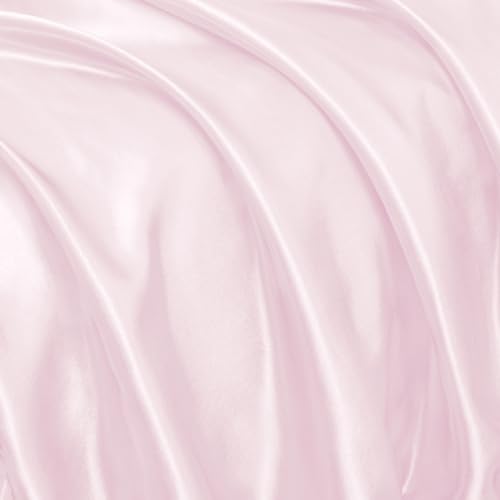 Homiest Ruffled Satin Sheets Twin Size 4pc Set - Blush Pink Bed Sheet Set with 15 Inch Deep Pocket Fitted Sheet, 1 Flat Sheet, 1 Ruffled Pillow Shams & 1 Pillowcases, Similar to Silk Sheets Homiest