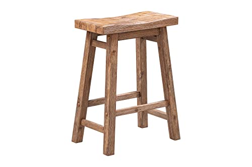 Sonoma Saddle 24" Counter Stool - Barnwood Wire-Brush - Set of 2 Boraam