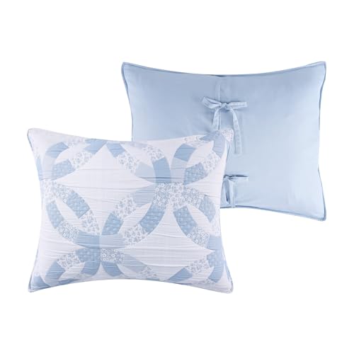 Greenland Home Fashions Wedding Ring Collection Reversible Coverlet Set, 3-Piece King/Cal King, Blue Greenland Home Fashions