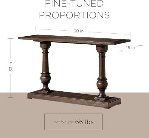 Maven Lane Arthur Traditional Rectangular Accent Console Table for Small Spaces and Front Door Entrance Hallway in Antiqued Brown Finish Maven Lane