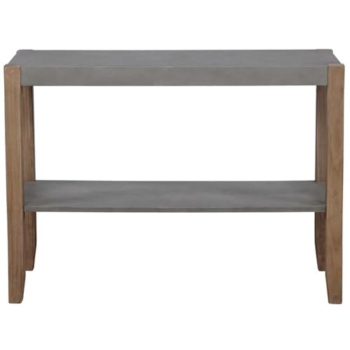 Alaterre Furniture Newport Living Room Collection – 40" Rustic Industrial Sofa or TV Console Table with Faux Concrete Top, Lower Shelf and Light Amber Wood Frame (Concrete Gray) Alaterre Furniture