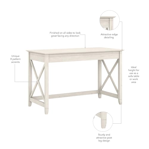 Bush Furniture Key West Writing Table for Home Office | Small Modern Farmhouse Desk, 48W, Linen White Oak Bush Business Furniture
