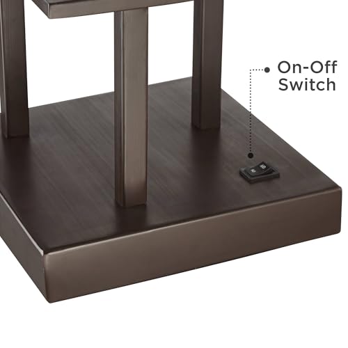 Franklin Iron Works Modern Console Table Lamp 29 1/2" Tall with USB Ports A+C Charging Bronze Metal White Glass Square Shade for Bedroom Living Room House Bedside Nightstand Home Office Entryway Franklin Iron Works