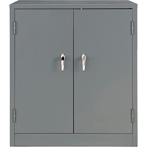 Global Industrial Counter Height Cabinet with Locking Lever Handle, 2 Height Adjustable Shelves, 300 lbs Shelf Capacity, 36" W x 24" D x 42" H, Unassembled, Gray Global Industrial