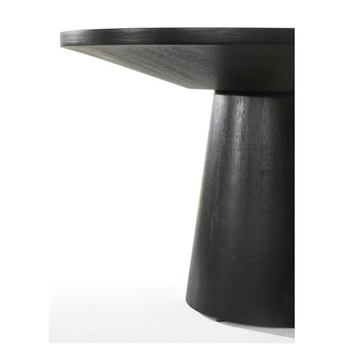 Lilola Home Jasper Ebony Black 20-inch Round Console Table with Pedestal Base — Modern Sculpted Entryway Table, Wood-Grain Finish, Space-Saving Accent Table LILOLA LIVING