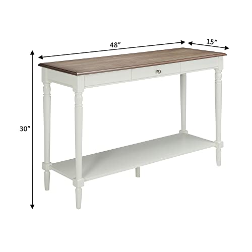 Convenience Concepts French Country Console Table with Drawer and Shelf, Driftwood/White Convenience Concepts