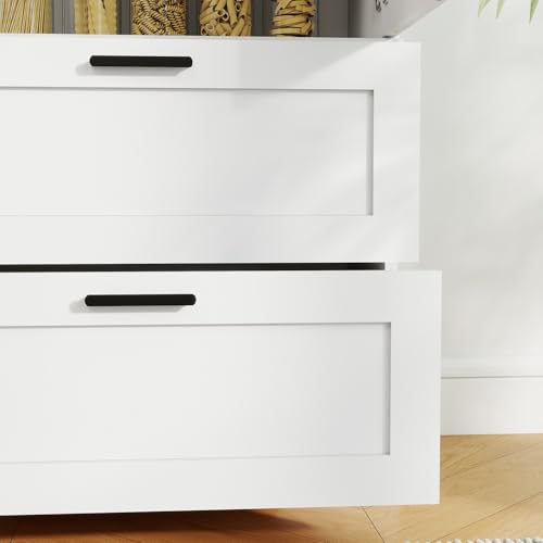 2 Door Tall Kitchen Pantry Storage, Collection Food Free Standing Wooden Storage Cabinet with 2 Drawers and Adjustable Shelves, Modern Farmhouse Versatile Storage for Kitchen, Dining Room (White) Panana