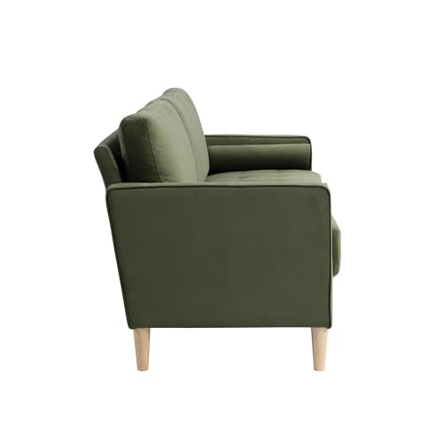 Studio Living® Lexington 75.6" Sofa, Mid-Century Modern, Pocket Coil Comfort, Easy Assembly, Velvet Fabric, Olive Green Studio Living