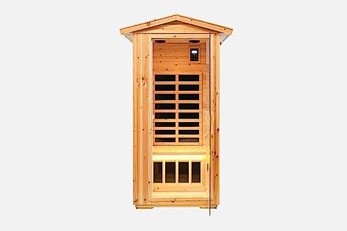 NicBex Sauna Box Infrared Saunas for Home 1 Person Far Infrared Old Fir Outdoor Sauna Room Single Person Sauna for Home Old Fir Outdoor Sauna Room, Natural NicBex