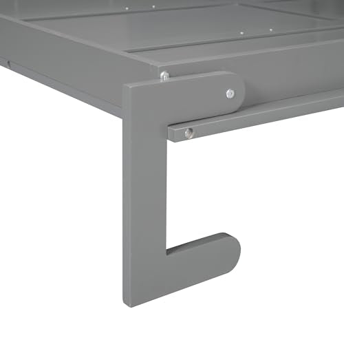 Ball & Cast Queen Size Murphy Bed,Murphy Bed Cabinet W/Sofa & Top Shelf,No Box Spring Needed,Hideaway Wall Bed for Bedroom,Home Office,Apartment,Gray Ball & Cast