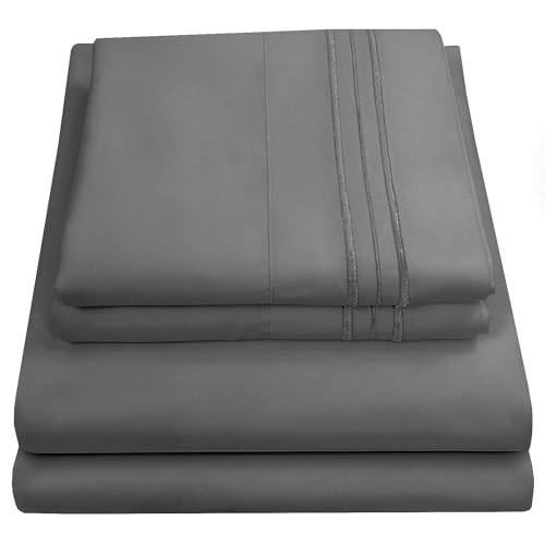 King Size Sheets - Breathable Luxury Bed Sheets with Full Elastic & Secure Corner Straps Built In - 1800 Supreme Collection Extra Soft Deep Pocket Bedding Set, Sheet Set, King, Gray Sweet Home Collection
