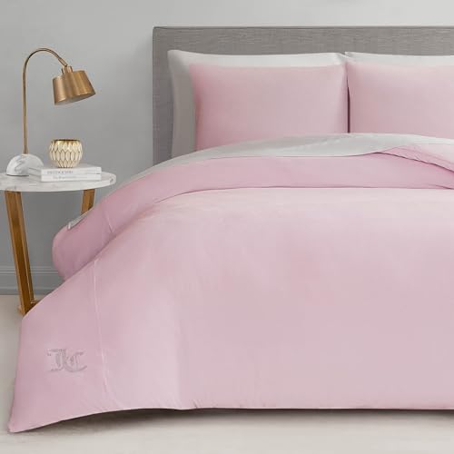 Juicy Couture Marshmallow Pink Velour King Comforter Set - 3 Piece Luxury Bedding Ensemble Juicy Couture