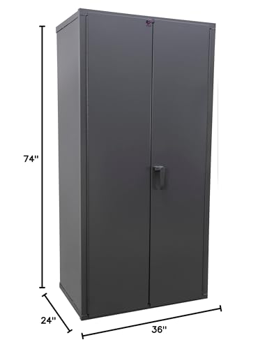 Jamco Extra Heavy Duty Steel Storage Cabinet with Solid Lockable Doors, 14-Gauge All-Welded Metal Cabinet, 4 Adjustable Shelves, 7,200 lbs Capacity, 24" D x 36" W x 74" H, Gray Jamco