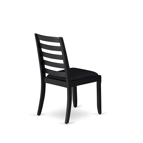 East West Furniture LGX19-BLK-24 -9 Piece Dining Set Includes a Rectangular Kitchen Table with Black Tabletop and 8 Stackable Polyester Fabric Chairs, Black East West Furniture