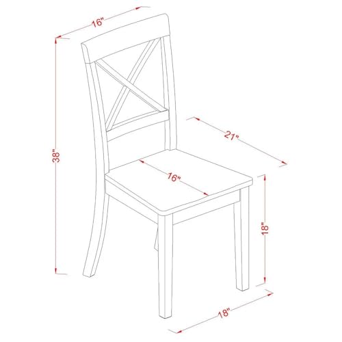 East West Furniture ANBO5-LWH-W 5 Piece Dinette Set for 4 Includes a Round Kitchen Table with Pedestal and 4 Dining Chairs, 36x36 Inch, Linen White East West Furniture