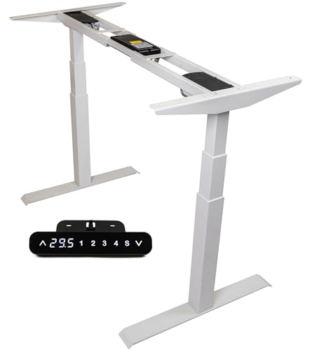 ApexDesk K Series Desk Base 3 Stage with Dual Motor Electric Adjustable Standing Desk Base Electric for Home and Office Width and Height Adjustable (White Frame only) ApexDesk