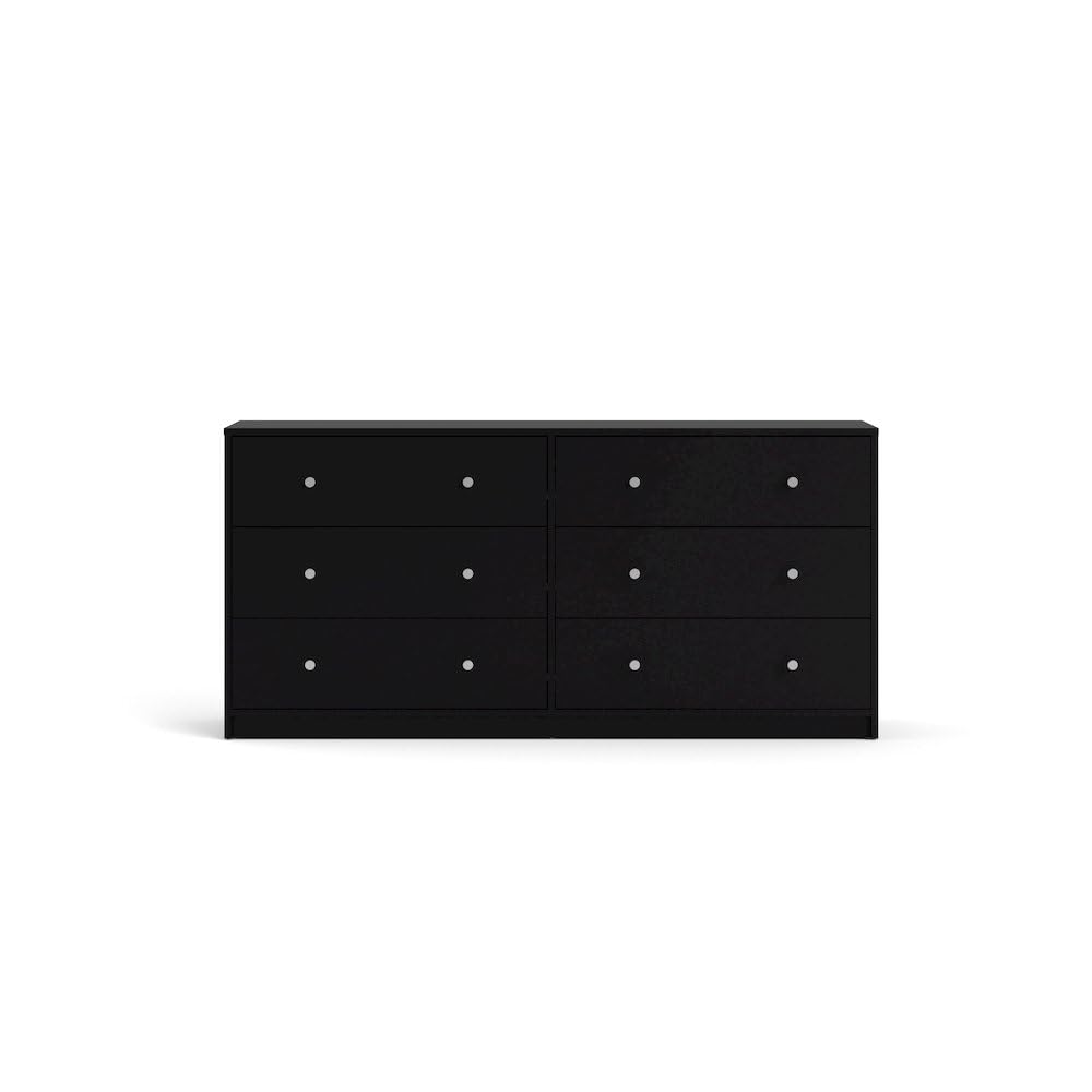 Sleek 6 Drawer Double Dresser in Elegant Black Finish for Modern Spaces Furnifact