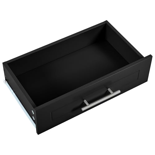 Ball & Cast Fluted Kitchen Island with Trash Can Storage Cabinet,Power Outlet,Internal Storage Rack,Rolling Kitchen Islands On 5 Wheels W/3 Drawers & 3 Open Side Racks for 10 Gallon Garbage Bin,Black Ball & Cast