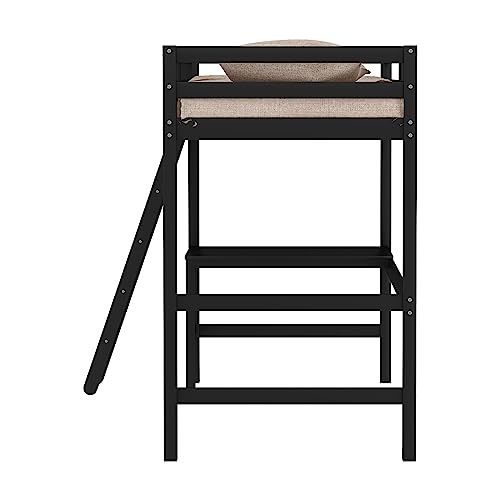Hillsdale Caspian Black Solid Wood Twin Loft Bed with Built-In Desk for Kids Hillsdale