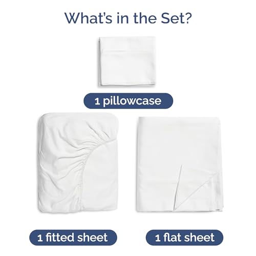100% Rayon Derived From Bamboo - Bamboo Sheets Twin Size - Cooling Sheets for Twin - Ultra Soft, Breathable & Hotel Luxury Bedding - 1 Flat & 1 Fitted & 1 Pillowcase w/ 16 Inch Deep Pockets - White CGK Unlimited