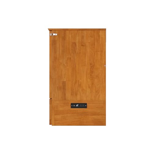 AFI Hamilton Queen Murphy Bed Chest with Mattress, Storage, and Built-in Charger in Light Toffee AFI