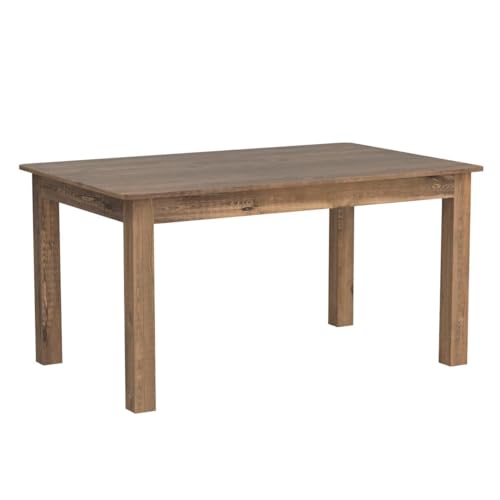 Merrick Lane Rustic Brown Solid Wood Dining Table, Kitchen Table with Square Legs, Farmhouse Dining Table, 38" x 60", Seats 6, Rustic Finish for Indoor or Outdoor Use Merrick Lane