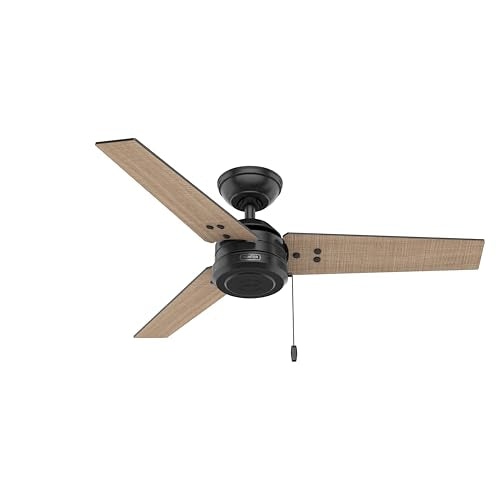 HUNTER 50260 Cassius Outdoor Ceiling Fan with Pull Chain, 44", Matte Black Finish Hunter