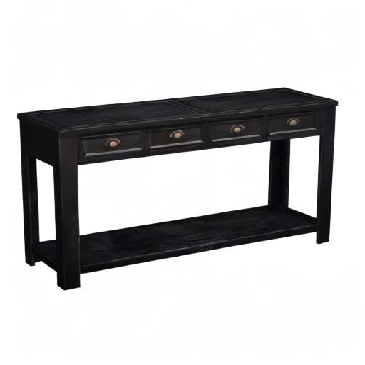 kinbor Long Sofa Table - Black 60 Inch Console Tables for Living Room, Hallway Table with 4 Drawers, Modern Wood Entryway Table with Storge Shelf kinbor