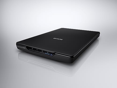 Epson - Perfection V39 II - Color Photo and Document Flatbed Scanner - 4800 dpi Optical Resolution - High-Rise, Removable Lid - Scan to Cloud - USB Power - Image Scanning - Black Epson