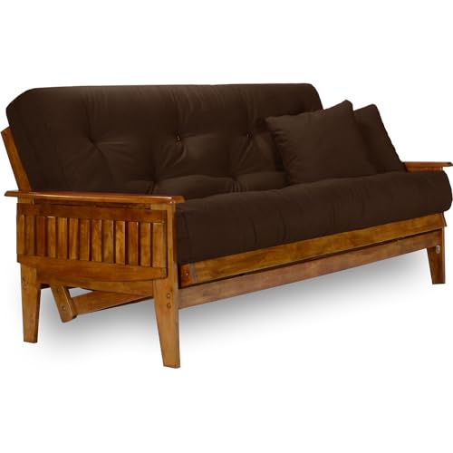 Nirvana Futons Eastridge Futon Set - Full Size, Frame, 8" Mattress, Microfiber Sussex Fudge Cover Nirvana Futons