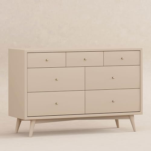 babyletto Palma 7-Drawer Assembled Double Dresser in Taupe, Greenguard Gold Certified babyletto