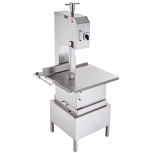 VEVOR Commercial Electric Meat Bandsaw, 2200W Stainless Steel Vertical Bone Sawing Machine, Workbeach 24.4" x 20.5", 0.16-8.7 Inch Cutting Thickness, Frozen Meat Cutter with 6 Blades for Rib Pork Beef VEVOR