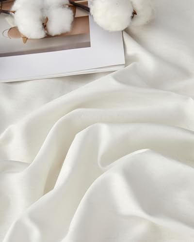 SAPHREAS White Duvet Cover Set Twin Size 100% Cotton, Soft Bedding Comforter Cover Organic with Zipper Closure & Corner Ties, Comforter Not Included SAPHREAS