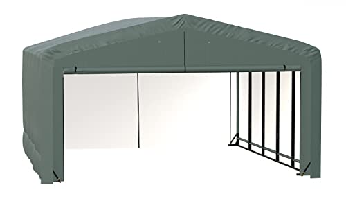ShelterLogic ShelterTube Garage & Storage Shelter, 20' x 23' x 12' Heavy-Duty Steel Frame Wind and Snow-Load Rated Enclosure, Green ShelterLogic