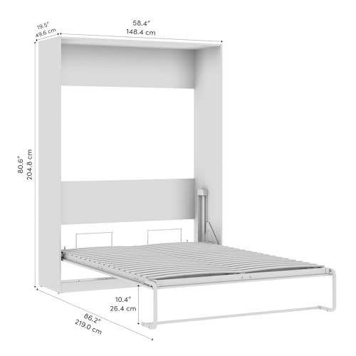 Bestar Claremont 59W Full Murphy Bed in Platinum Gray, Sleeping Arrangement for Multipurpose Area, Bedroom, Guest Room, or Living Room Bestar
