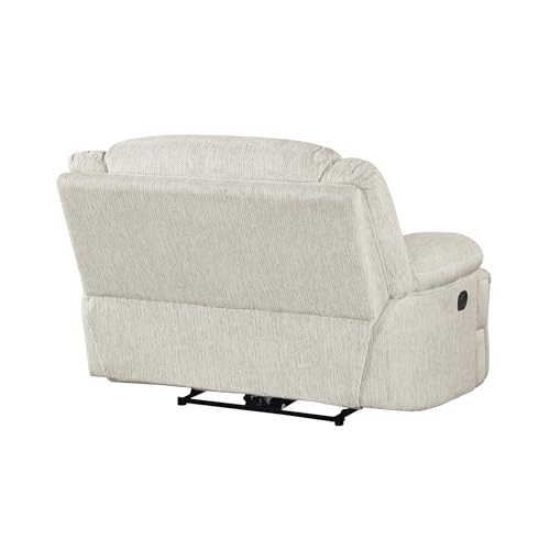 Lexicon Manual Reclining Chair-Textured Microfiber Wall Hugger Recliner, Tab Pull Reclining, Pillow Top Arms, for Living Room/Theater Seating/Apartment, Easy Assembly, Vanilla Beige