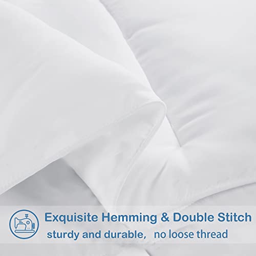 EASELAND Twin Size Down Alternative Comforter - Quilted Duvet Insert for All Seasons, Soft Lightweight with Corner Tabs, Summer Winter Warm Bedding, White 64×88 Inches EASELAND