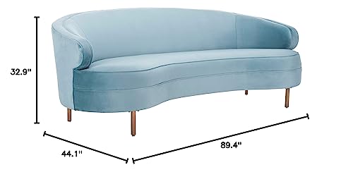 SAFAVIEH Couture Primrose Glam Light Blue Velvet Curved Sofa SAFAVIEH
