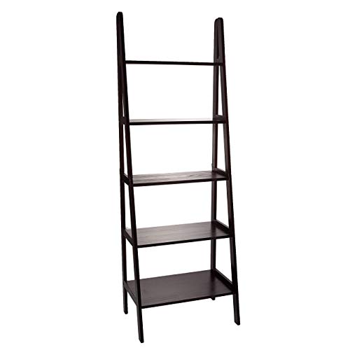 Espresso 5-Shelf Ladder Bookcase - 72-Inch Stylish Storage Solution Casual Home