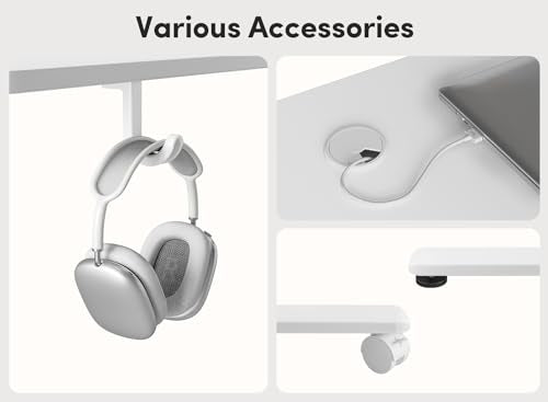 FEZIBO Electric Standing Desk, 55 x 24 Inches Height Adjustable Stand up Desk, Sit Stand Home Office Desk, Computer Desk, White FEZIBO