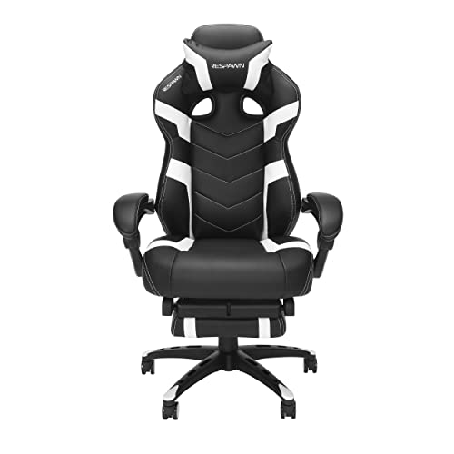 RESPAWN 110 Pro Gaming Chair - Gaming Chair with Footrest, Reclining Gaming Chair, Video Gaming Computer Desk Chair, Adjustable Desk Chair, Gaming Chairs For Adults With Headrest Pillow - White RESPAWN